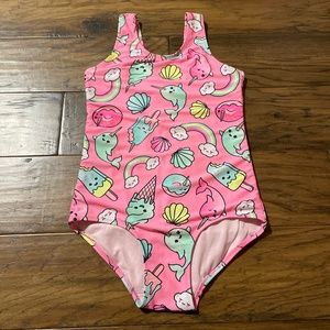 H&M kids one piece swim suit pink size 6x/7